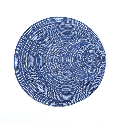 LQXHZ 6 Stücke/Satz runder Baumwollgarntisch Matte Western Lebensmittelmatte handgewebte Nicht-Schlupf-Suppenplatte Schüssel Matte Coaster Isolationspad(Blue,11cn 6pcs) von LQXHZ