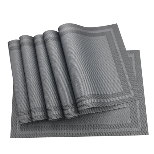 LQXHZ 6pcs schwarze Waschmaschinen Vinyl Vinyl PVC Getränkeplatzierung Nicht-rutschige Isolierung Taschen-Esszimmer-Dekorentischmatten(Checkered gray) von LQXHZ