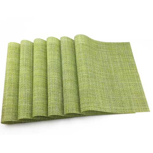 LQXHZ 6pcs Schwarze Waschmaschinen Vinyl Vinyl PVC Getränkeplatzierung Nicht-rutschige Isolierung Taschen-Esszimmer-Dekorentischmatten(Cotton-Linen Green) von LQXHZ
