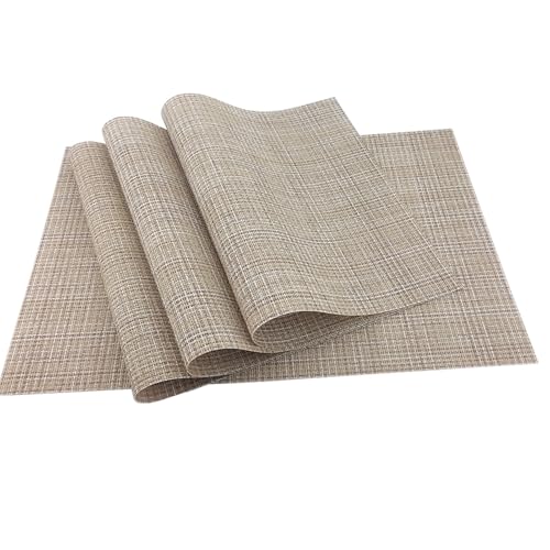 LQXHZ 6pcs schwarze Waschmaschinen Vinyl Vinyl PVC Getränkeplatzierung Nicht-rutschige Isolierung Taschen-Esszimmer-Dekorentischmatten(Cotton-linen beige) von LQXHZ