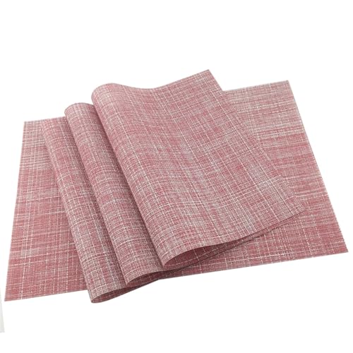 LQXHZ 6pcs schwarze Waschmaschinen Vinyl Vinyl PVC Getränkeplatzierung Nicht-rutschige Isolierung Taschen-Esszimmer-Dekorentischmatten(Cotton-linen red) von LQXHZ