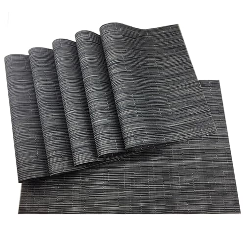 LQXHZ 6pcs schwarze Waschmaschinen Vinyl Vinyl PVC Getränkeplatzierung Nicht-rutschige Isolierung Taschen-Esszimmer-Dekorentischmatten(Horizontal black) von LQXHZ