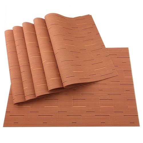 LQXHZ 6pcs schwarze Waschmaschinen Vinyl Vinyl PVC Getränkeplatzierung Nicht-rutschige Isolierung Taschen-Esszimmer-Dekorentischmatten(Horizontal orange) von LQXHZ