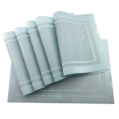 LQXHZ 6pcs Tischmatten Vinyl Nicht-Rutsch-Isolierung placemat waschbares Esszimmer Dekor Getränk Platzierungsmatte gegen heiße Matte(Checkered Blue) von LQXHZ