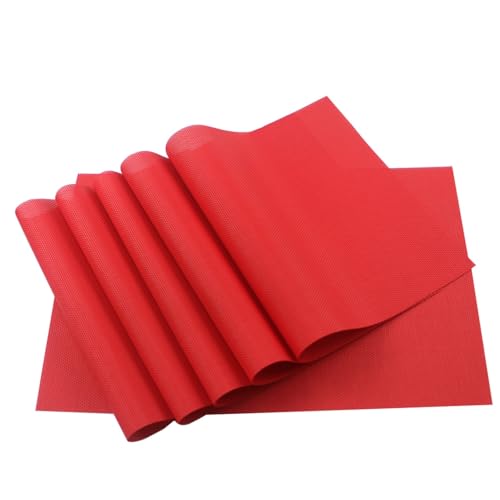 LQXHZ 6pcs Tischmatten Vinyl Nicht-Rutsch-Isolierung placemat waschbares Esszimmer Dekor Getränk Platzierungsmatte gegen heiße Matte(Solid red) von LQXHZ
