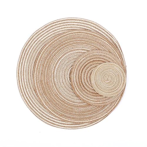 LQXHZ 8pcs/Los Küchenwerkzeuge Tischmatte runde Tischemat umweltfreundlich handgestrickte Tassenmatte -kompatibel mit Hausgartengeschirrpolster(Apricot,ROUND_36CM) von LQXHZ
