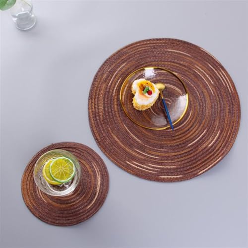 LQXHZ 8pcs/Los Küchenwerkzeuge Tischmatte runde Tischemat umweltfreundlich handgestrickte Tassenmatte -kompatibel mit Hausgartengeschirrpolster(Coffee,ROUND_36CM) von LQXHZ