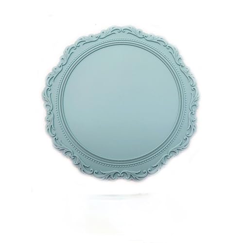 LQXHZ Korean Retro Relief Dinner Matte Schüssel und Plattenmatten Hitze Isolierung Pot Matte Tisch Lampe Kiesel Laken Spitze Matten Bankett Dekoration(Cyan L) von LQXHZ