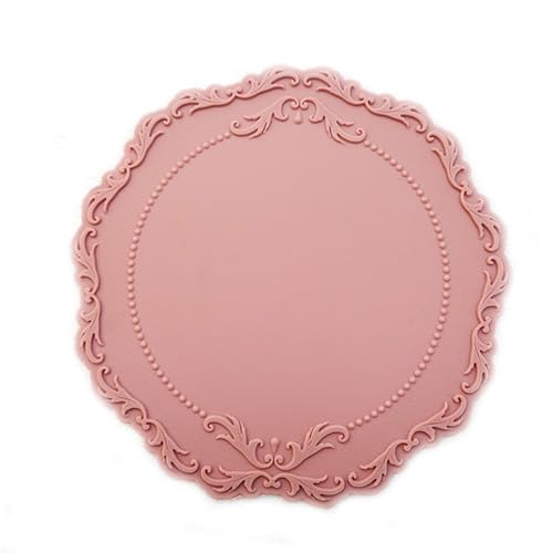 LQXHZ Nordic Geschirr Matte Silikon Wärmedämmung Tischset Tisch Runde Spitze Geschirr Matte Party Liefert Küche Zubehör(Pink-Diameter 23cm) von LQXHZ