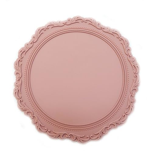 LQXHZ Nordic Geschirr Matte Silikon Wärmedämmung Tischset Tisch Runde Spitze Geschirr Matte Party Liefert Küche Zubehör(Pink-diameter 35cm) von LQXHZ