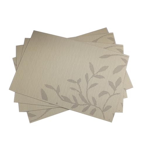 LQXHZ Rotes Placemat -kompatibel mit Essgeschirrmatten Blumentischmatten Hitzebeständige PVC Placemats Anti-Scald Cafe Cup Mattenkissen Küchendekoration(Beige 4Pcs) von LQXHZ