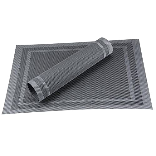 LQXHZ Set Mit 4 PVC-Bambus-Kunststoff-Tischsets – Kompatibel Mit Esstischläufern, Leinen-Tischsets In Küchenzubehör, Tassen- Und Weinmatten(B-Grey,Set of 10) von LQXHZ
