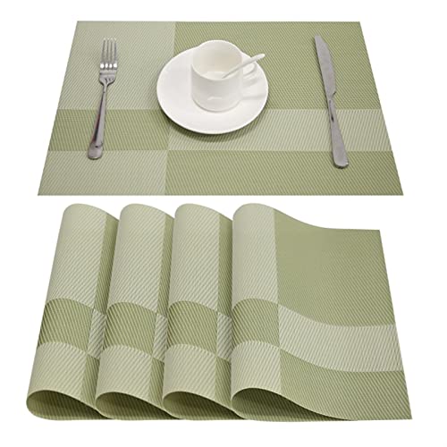LQXHZ Set Mit 4 PVC-Bambus-Kunststoff-Tischsets – Kompatibel Mit Esstischläufern, Leinen-Tischsets In Küchenzubehör, Tassen- Und Weinmatten(C-Dark Green,Set of 8) von LQXHZ