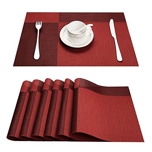 LQXHZ Set Mit 4 PVC-Bambus-Kunststoff-Tischsets – Kompatibel Mit Esstischläufern, Leinen-Tischsets In Küchenzubehör, Tassen- Und Weinmatten(C-Red,Set of 10) von LQXHZ