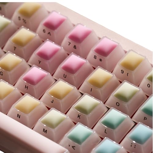 LQXQ Crystal Jelly Keycaps 121, Rainbow Rubber Cherry Profile Cute Custom Keycaps 60 75 100 Percent Set for Cherry MX, Outemu, Gateron Mechanical Keyboard von LQXQ