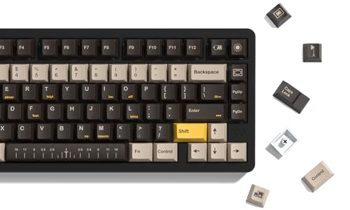 LQXQ Keycaps PBT 134, Double Shot Profile Cherry Keycaps, Custom 60 75 65 100 Prozent für ANSI US Mechanische Gaming Tastatur (Braune Kamera) von LQXQ