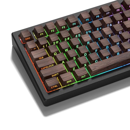 LQXQ PBT Keycaps, 135 Tasten Cherry Profile Shine Through Custom Keycaps, Side Print ANSI US Double Shot für Mechanische Tastatur, Walnuss Texturen von LQXQ