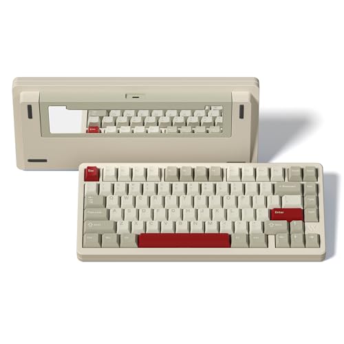 LQXQ SK75 75% Aluminium Wireless Mechanical Tastatur ANSI US, Pre-lubed POM Switches RGB Creamy Gaming Keyboard, 3-Modes BT5.0/2.4G/USB-C, Hot Swappable Keyboard mit Dichtung, Beige von LQXQ