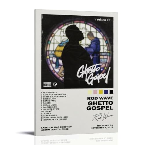 Ghettogospel Rod WaveArt Leinwanddruck von Ölgemälden, Reproduktion, moderner Leinwanddruck, Kunstwerk, abstrakte Landschaftsbilder, gedruckt auf Leinwand, Wandkunst für Zuhause, Büro, Dekorationen von LQYAIQ
