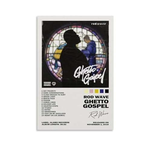 Ghettogospel Rod WaveArt Leinwanddruck von Ölgemälden, Reproduktion, moderner Leinwanddruck, Kunstwerk, abstrakte Landschaftsbilder, gedruckt auf Leinwand, Wandkunst für Zuhause, Büro, Dekoration von LQYAIQ