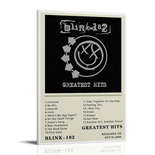 Greatest Hits Blink-182 AlbumArt Leinwanddruck von Ölgemälden, Reproduktion, moderner Leinwanddruck, Kunstwerk, abstrakte Landschaftsbilder, gedruckt auf Leinwand, Wandkunst für Zuhause, Büro von LQYAIQ
