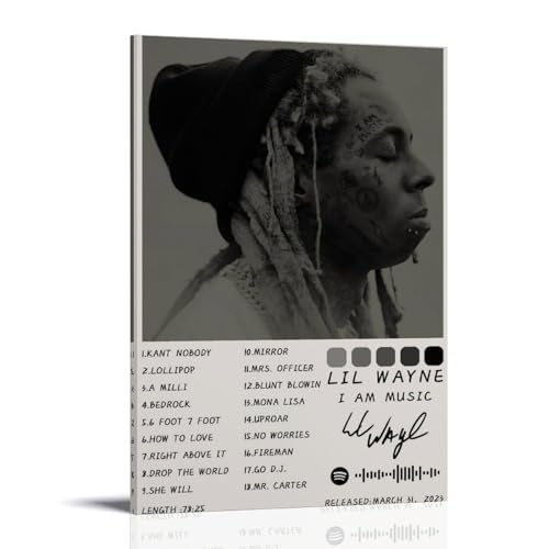 I Am Music Lil WayneArt Leinwanddruck von Ölgemälden, Reproduktion, moderner Leinwanddruck, Kunstwerk, abstrakte Landschaftsbilder, gedruckt auf Leinwand, Wandkunst für Zuhause, Büro, Dekorationen von LQYAIQ