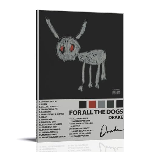 Leinwanddruck "For All The Dogs" Drake AlbumArt von Ölgemälden, Reproduktion, moderner Leinwanddruck, Kunstwerk, abstrakte Landschaftsbilder, gedruckt auf Leinwand, Wandkunst für Heimbüro-Dekorationen von LQYAIQ