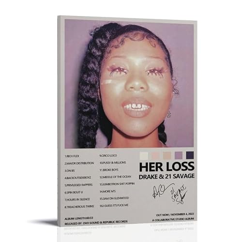 Poster, Motiv: Her Loss Drake und 21 Savage, Comic-Poster, Kunstdruck, Ölgemälde, Reproduktion, moderner Leinwanddruck, Kunstwerk, abstrakte Landschaftsbilder, gedruckt auf Leinwand, Wandkunst für von LQYAIQ