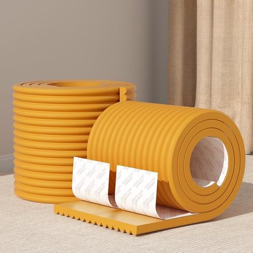 Wandkissen 3D for Kinderzimmer, 1cm Dicke, Wandkissen Bett 200cm NBR-Schaum, Wasserfest, Leicht Reinigbar, Selbstklebend for Schutz an Möbeln(Dark Yellow) von LQYDQSC