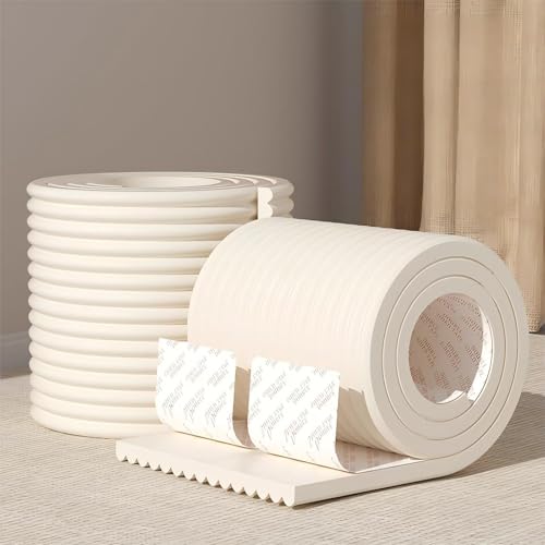 Wandkissen 3D for Kinderzimmer, 1cm Dicke, Wandkissen Bett 200cm NBR-Schaum, Wasserfest, Leicht Reinigbar, Selbstklebend for Schutz an Möbeln(White) von LQYDQSC
