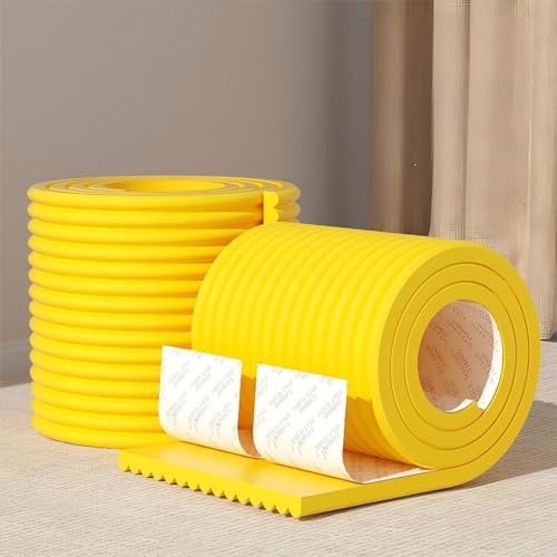 Wandkissen 3D for Kinderzimmer, 1cm Dicke, Wandkissen Bett 200cm NBR-Schaum, Wasserfest, Leicht Reinigbar, Selbstklebend for Schutz an Möbeln(Yellow) von LQYDQSC