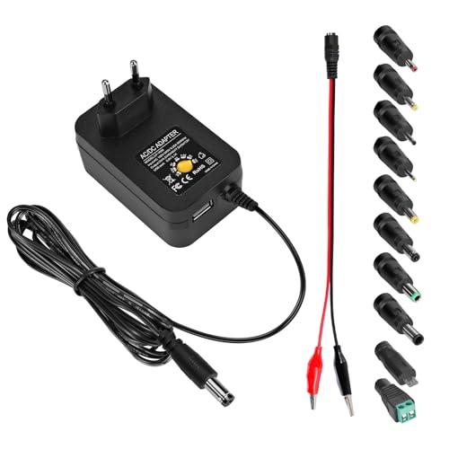 2.5A 30W Einstellbar Netzteil 3V 4.5V 5V 6V 7.5V 9V 12V AC/DC Universal Netzteil, Schaltnetzteil mit 10 DC Steckern für LED Strip Haushalts Elektronik Haushaltselektronik, 2500mA Max von LQYLXR