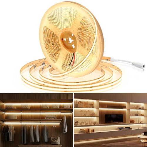 24V COB LED Streifen10M, Flexible CRI 90+ Warmweiss 3000K Wasserdicht wasserdicht LED Strip Hohe Helligkeit 6800lm LED Lichtband für Unterschrank Schlafzimmer Küche Büro DIY Beleuchtung Projekte 24V COB LED Streifen10M, Flexible CRI 90+ Warmweiss 3000K Wasserdicht wasserdicht LED Strip Hohe Helligkeit 6800lm LED Lichtband für Unterschrank Schlafzimmer Küche Büro DIY Beleuchtung Projekte von LQYLXR