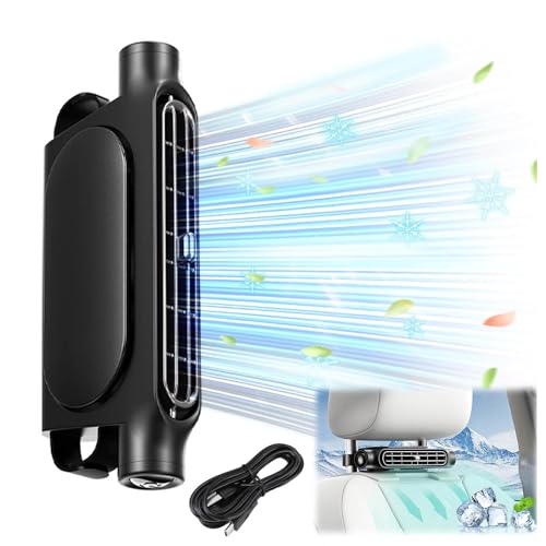 LRF-yxkj Auto Ventilator Dual Turbo Stark Wind Design USB Auto Rückenlehne Ventilator, Mini Ventilator USB für verschiedene Auto, LKW, Van, SUV,black von LRF-yxkj