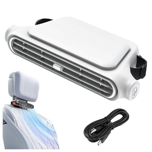 LRF-yxkj Autositz Ventilator Verstellbar 3 Geschwindigkeiten Auto Lüfter Kühler Drehbar Autositz-Ventilator, USB Auto Rückenlehne Ventilator für verschiedene Auto, LKW, Van, SUV,white von LRF-yxkj