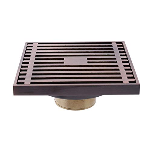 Abflussabdeckung, Duschablaufabdeckung, Duschablauf 4 Zoll Bodenablauf Messing quadratischer Duschbodenablauf mit abnehmbarem Abdeckgitter Badezimmer-Duschabfallablauf, gebürstetes Nickel(Red Copper) von LRFNKCT