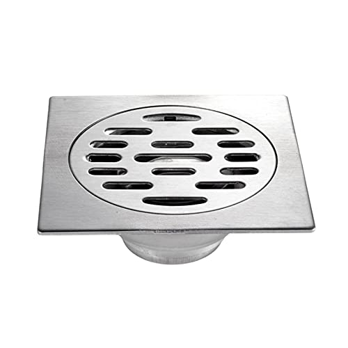 Abflussabdeckung, Duschablaufabdeckung, Duschbodenablauf Messing 4 Zoll quadratischer Duschbodenablauf abnehmbare Abdeckung, Badezimmerabtropffläche mit Haarsieb for Küche, Waschraum, Garage, Keller von LRFNKCT