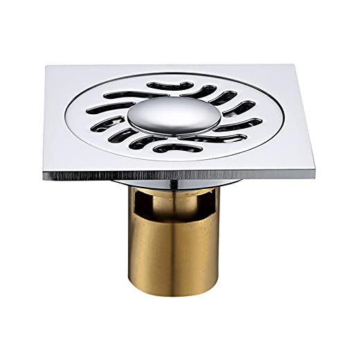 Abflussabdeckung,Duschabflussabdeckung,Duschbodenablauf mit Chrom-Finish,10,2 cm quadratische Dusche, abnehmbare Siebabdeckung aus massivem Messing,doppelter Verwendungszweck, von LRFNKCT