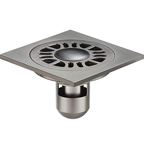 Abflussabdeckung,Duschablaufabdeckung, Duschbodenablauf 4 Zoll quadratischer Duschbodenablauf abnehmbare Abdeckung, Messing-Badezimmerabtropffläche mit Haarsieb(Brushed,B) von LRFNKCT