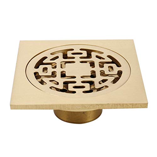 Abflussabdeckung,Duschablaufabdeckung, Duschbodenablauf Messing 4 Zoll quadratischer Duschbodenablauf abnehmbare Abdeckung, Badezimmerabtropffläche mit Haarsieb(B) von LRFNKCT