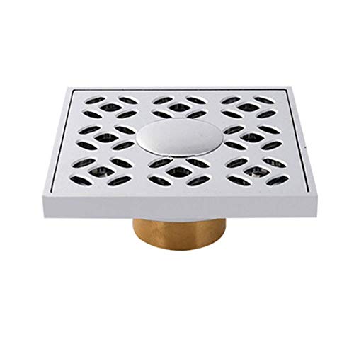 Abflussabdeckung,Duschablaufabdeckung, Duschbodenablauf Messing 4 Zoll quadratischer Duschbodenablauf abnehmbare Abdeckung, Badezimmerabtropffläche mit Haarsieb(C) von LRFNKCT