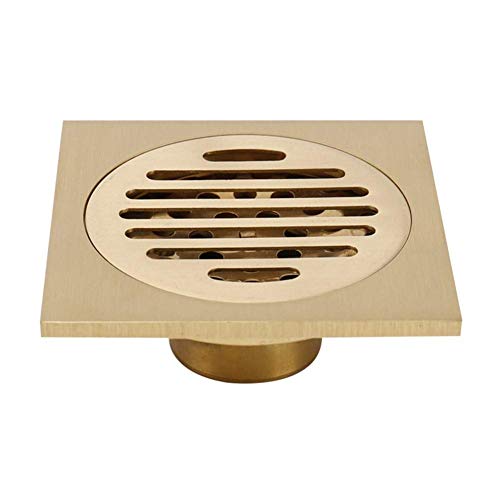 Abflussabdeckung,Duschablaufabdeckung, Duschbodenablauf Messing 4 Zoll quadratischer Duschbodenablauf abnehmbare Abdeckung, Badezimmerabtropffläche mit Haarsieb(C) von LRFNKCT