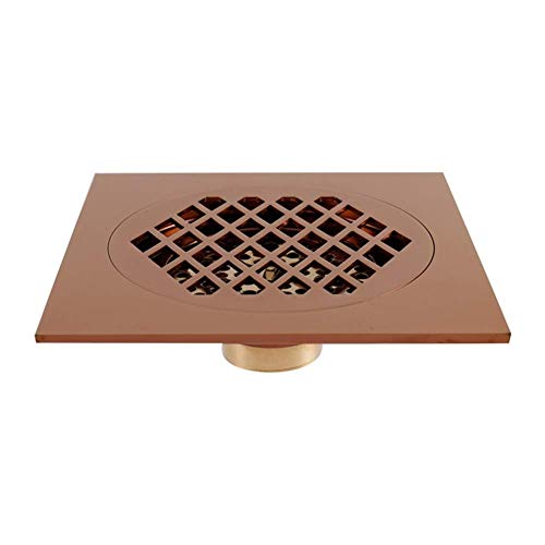 Abflussabdeckung,Duschablaufabdeckung, Duschbodenablauf Messing 6 Zoll quadratischer Duschbodenablauf abnehmbare Abdeckung, Badezimmerabtropffläche mit Haarsieb(Rose Gold) von LRFNKCT