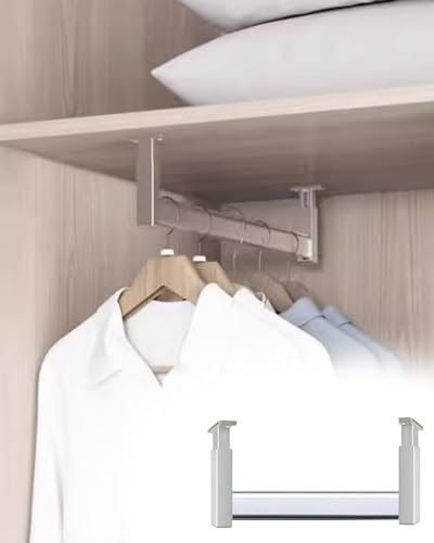 Kleiderstangen, Kleiderstange, Kleiderstangen zur oberen Montage for Aufhängen von Kleidung, Kleiderbügel unter dem Schrank(White,45cm(17 3/4")White) von LRFNKCT