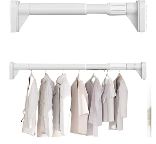 Kleiderstangen, Kleiderstange, verstellbare Spannstangen for Wohnmobilschränke for Aufhängen von Kleidung, Duschvorhangstange, rutschfeste Kleiderstangen for Kleiderschränke(White,1.1-2m) von LRFNKCT