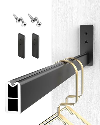 Kleiderstangen, Kleiderstange aus Metall, mit 2 Endstützen und Schrauben, Mehrzweck-Garderobenstange(140cm(55 1/8")Black) von LRFNKCT