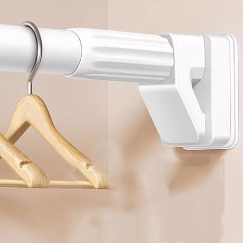 Kleiderstangen, Kleiderstangen-Spannstangen, platzsparende Kleiderbügelstange for Badezimmerveranden, ohne Bohrhalterung(White,1-1.7m) von LRFNKCT