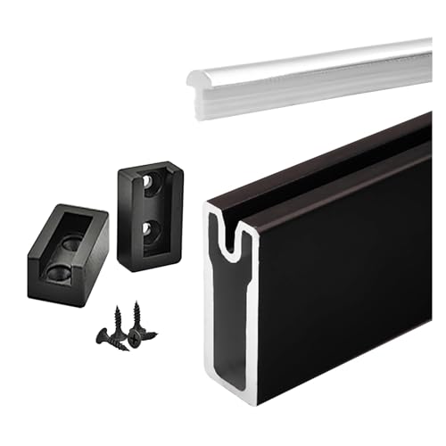 Kleiderstangen, Rechteckige Kleiderstange for Aufhängen, aus Aluminium zur Wandmontage(Black,Black Closet Width 145cm(57 1/10")) von LRFNKCT