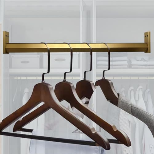 Kleiderstangen, Robuste Kleiderstange in Gold, leise und rutschfest, for Aufhängen, Kleiderschrankstange, Schrankstangen, schneidbar(45inch/114.3cm) von LRFNKCT