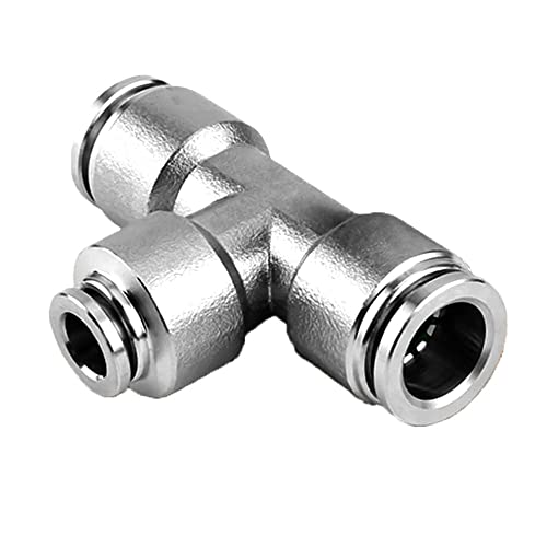 LRFNKCT Anschlussstück, Schlauchanschlussstück, pneumatisches Anschlussstück 304 Edelstahl-Metallanschlussstück Trachea-Schnellanschluss-T-Stück Schlauch-Metallanschlussstück von LRFNKCT